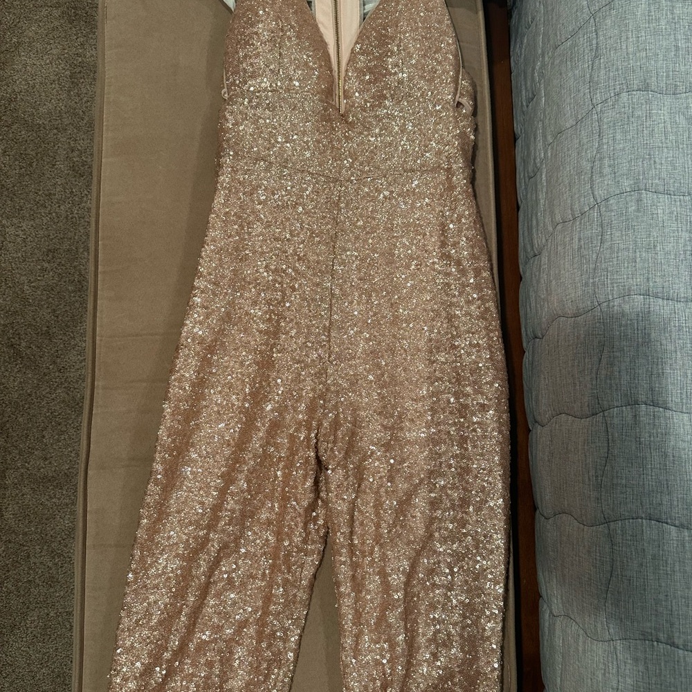 rose gold fitted jumpsuit